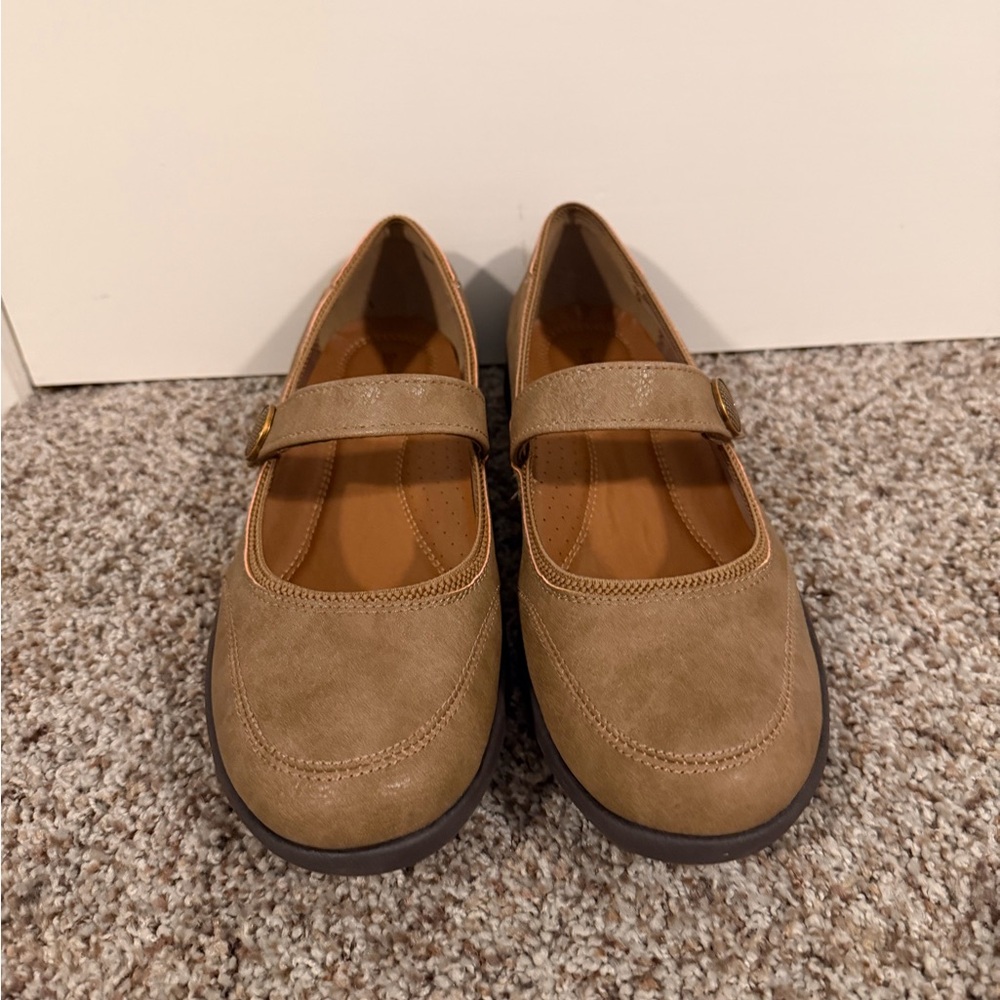 BareTraps Tan Mary Jane Loafers with Strap